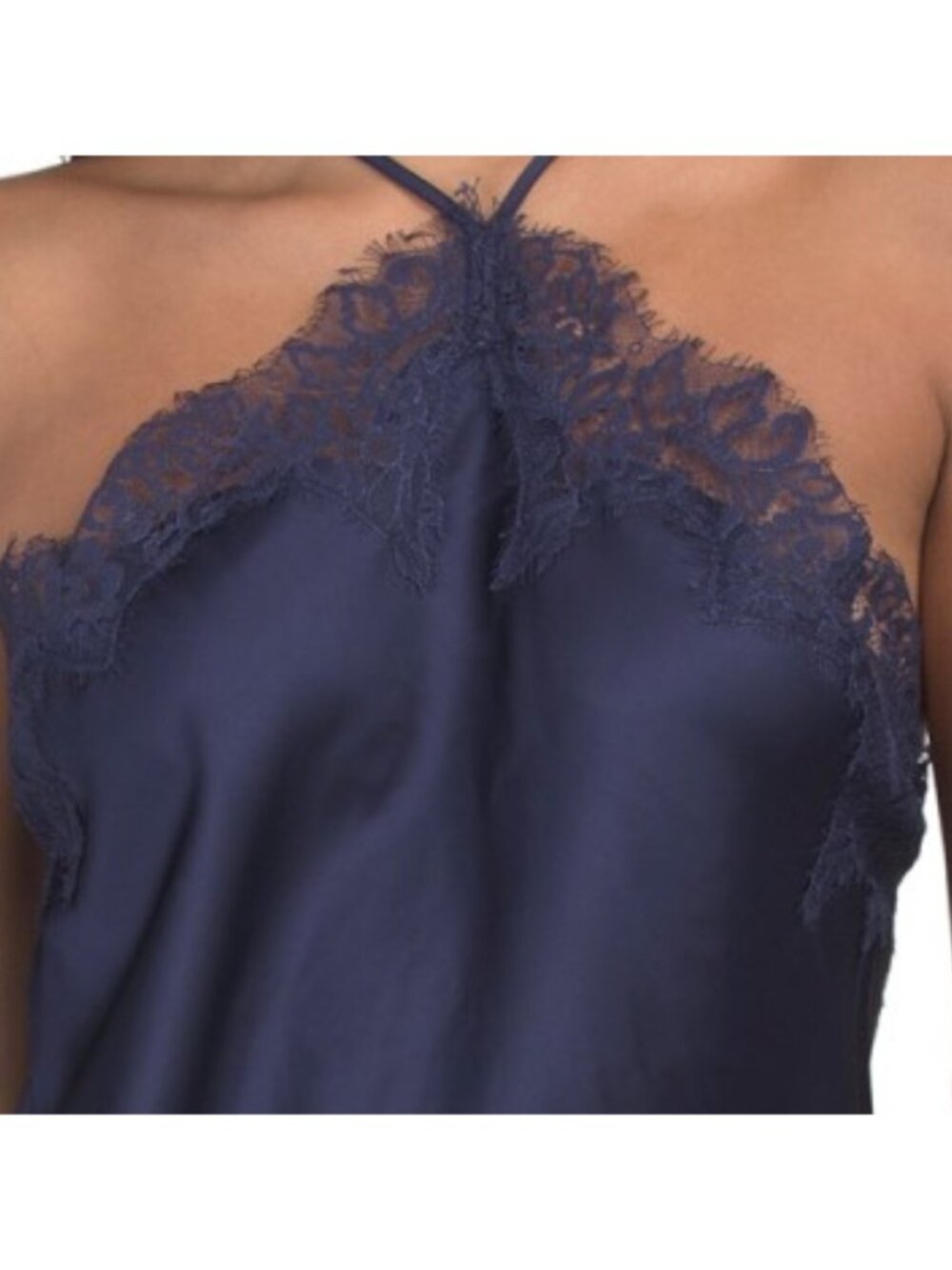 CAMILA COELHO Sleeveless Asymmetrical Satin Dress With Lace Trim - Picture 3 of 4